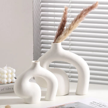 Abstract Hollow Ceramic Vase – Modern Decorative Accent