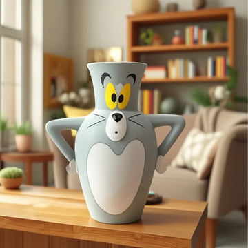 Cute Cat Resin Vase – Creative Cartoon Home Décor
