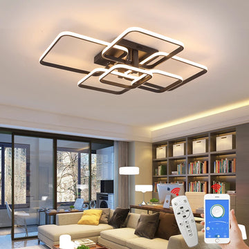 LODOOO Modern LED Chandelier – Sleek Rectangle Ceiling Light