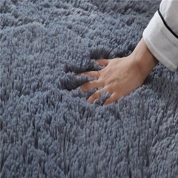 Modern Grey Fluffy Carpet – Soft & Non-Slip Area Rug