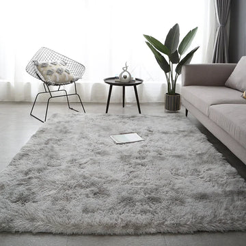 Soft Gray Plush Carpet – Fluffy & Anti-Slip Area Rug