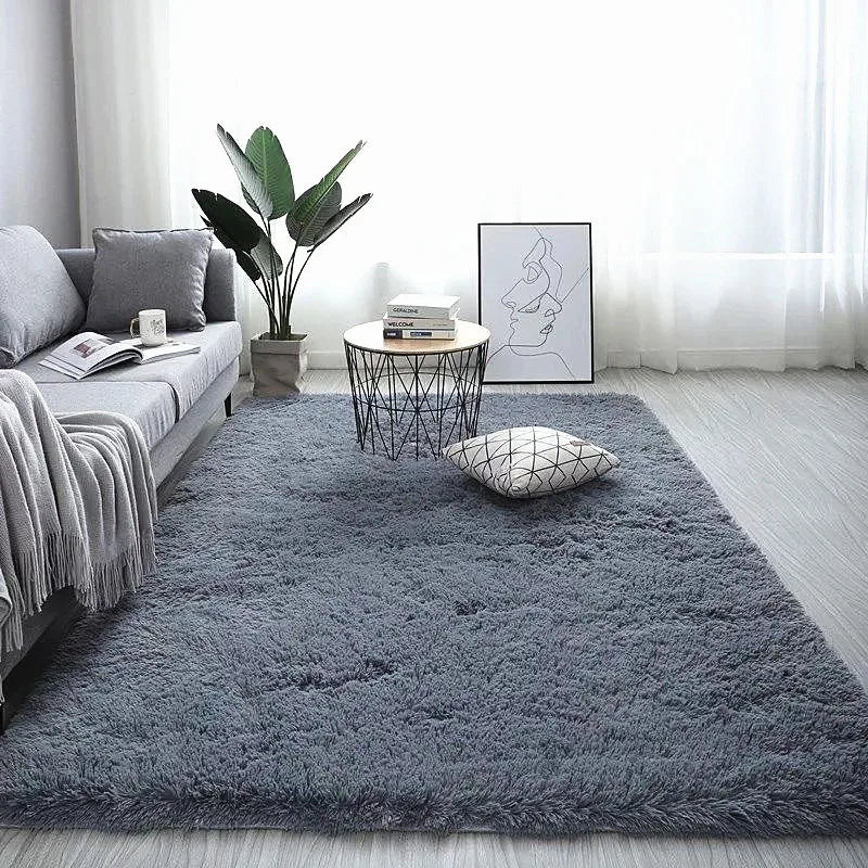 Modern Grey Fluffy Carpet – Soft & Non-Slip Area Rug