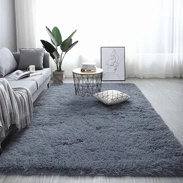 Modern Grey Fluffy Carpet – Soft & Non-Slip Area Rug