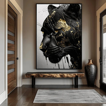 Black & Gold Panther Canvas Wall Art
