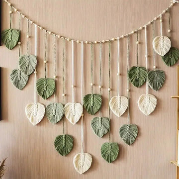 Boho Macrame Leaf Wall Hanging – Handmade Tapestry Décor