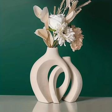Set of 2 Hollow Ceramic Vases – Modern Nordic Boho Décor