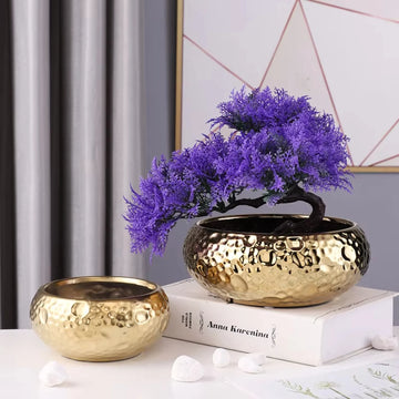 Wide-Mouth Gold Vase – Luxury Wedding & Orchid Centerpiece