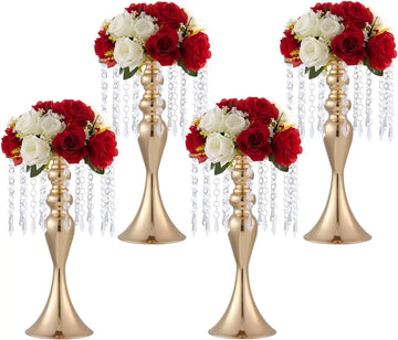 4-Piece Gold Centerpiece Vases – Elegant Wedding & Home Décor