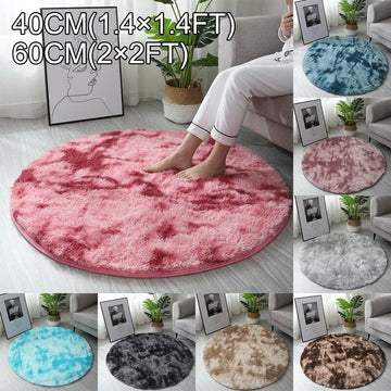 Soft Pink Round Rug – Fluffy Bedroom & Living Room Mat