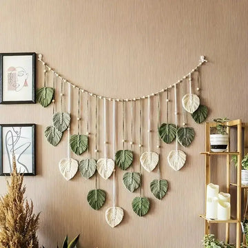 Boho Macrame Leaf Wall Hanging – Handmade Tapestry Décor