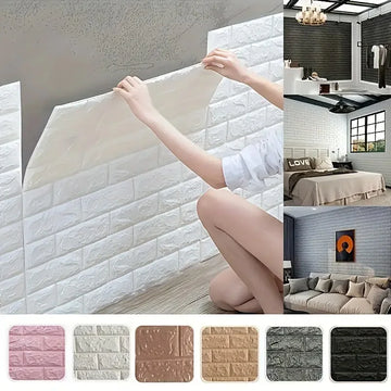 100/200pcs 3D Brick Wall Tile Stickers – Waterproof & Self-Adhesive