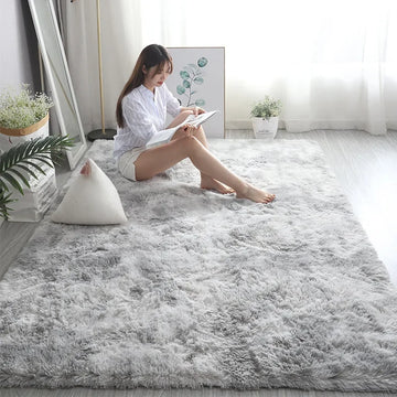 Soft Gray Plush Carpet – Fluffy & Anti-Slip Area Rug