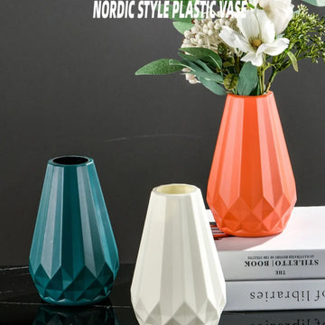 Diamond-Shaped Plastic Vase – Modern Nordic Décor