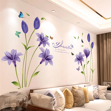 DIY Purple Lavender Wall Stickers – Self-Adhesive Floral Décor