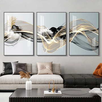 3-Piece Nordic Gold Deer Canvas Wall Art