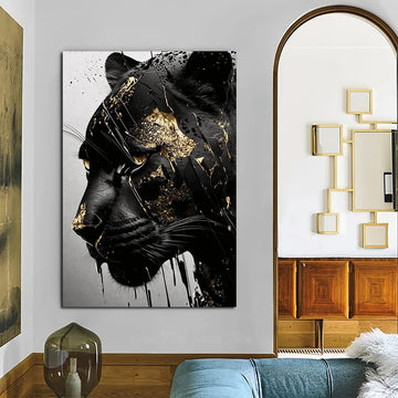 Black & Gold Panther Canvas Wall Art